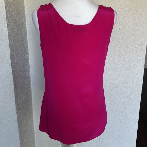 SILK STUDIO By Claude Bennett Fuchsia Top 100% Silk Size 4 - Picture 5 of 6